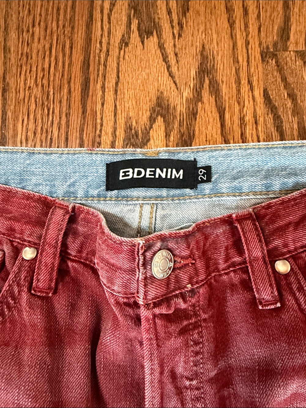 EB Denim Wine Red Wide Leg Jeans - Picture 4 of 5